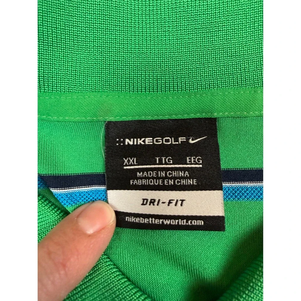 Nike Golf Dri-FIT Polo Shirt Mens XXL Green Striped Short Sleeve Performance Tee